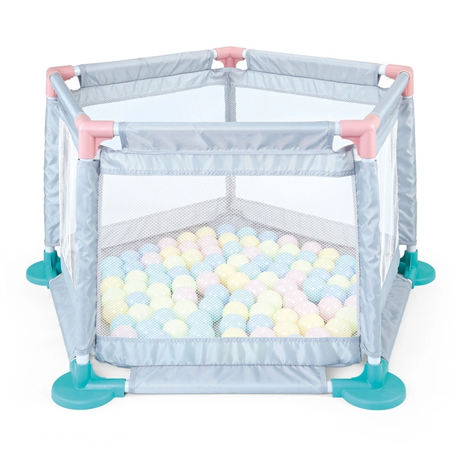 Hot Sell Light Gray Baby Pool Play Yard Safe Material Foldable Plastic Kids Infant Playpen Fence with 10PCS Balls Folding Kids Fence