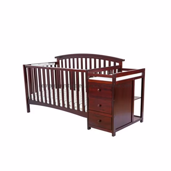 China hizo cuna de madera maciza ajustable barata de alta calidad con ruedas
