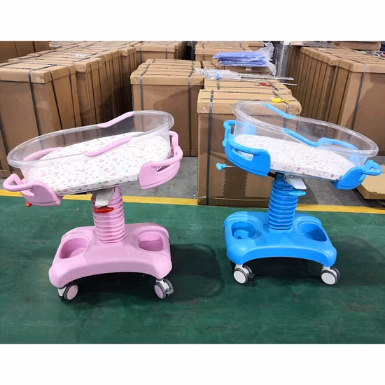 Cuna hidráulica móvil de alta calidad para bebés recién nacidos de plástico ABS para uso hospitalario