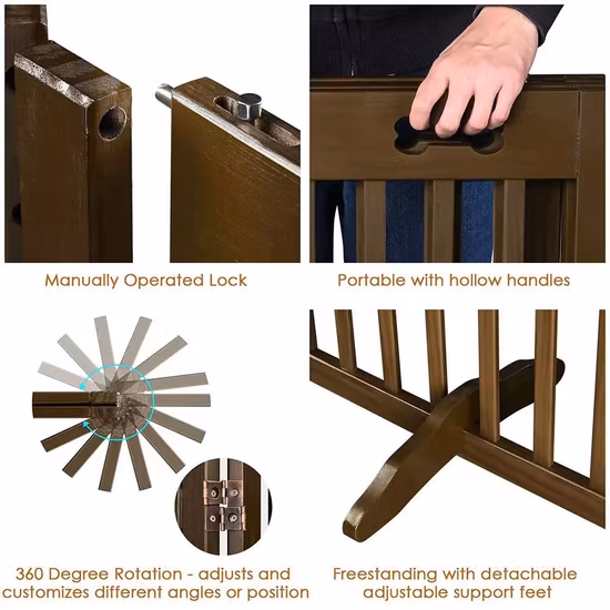 Divisor de ambiente popular, puerta para bebés, puerta interior plegable de madera maciza para perros, parque infantil para escaleras del hogar